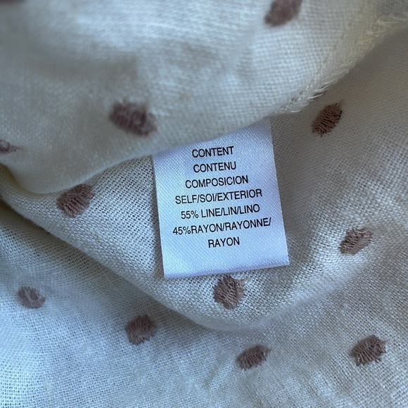 WAYF Ivory Linen Polka Dot Wrap Top - Picture 7 of 8